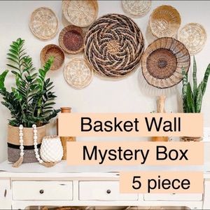 Boho Basket Wall Bundle Vintage Wicker Decor - 5 Piece Mystery Box
